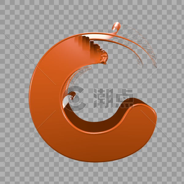 创意卷曲字母C图片素材免费下载