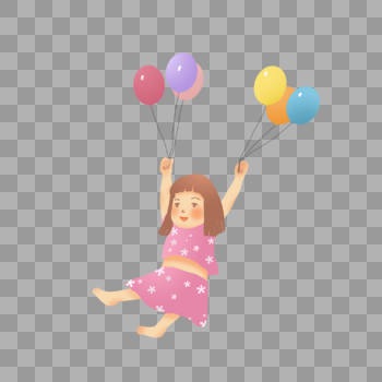 抓着气球的小女孩图片素材免费下载