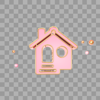 创意金粉色房子图标图片素材免费下载