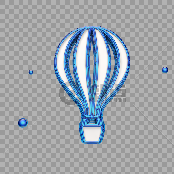 蓝色创意热气球图标图片素材免费下载