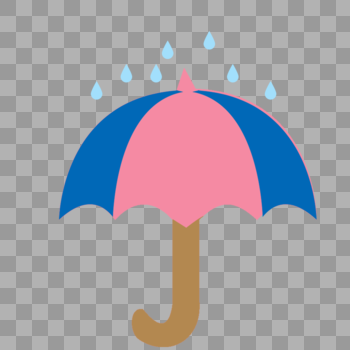 卡通手绘彩色雨伞和蓝色雨滴图片素材免费下载