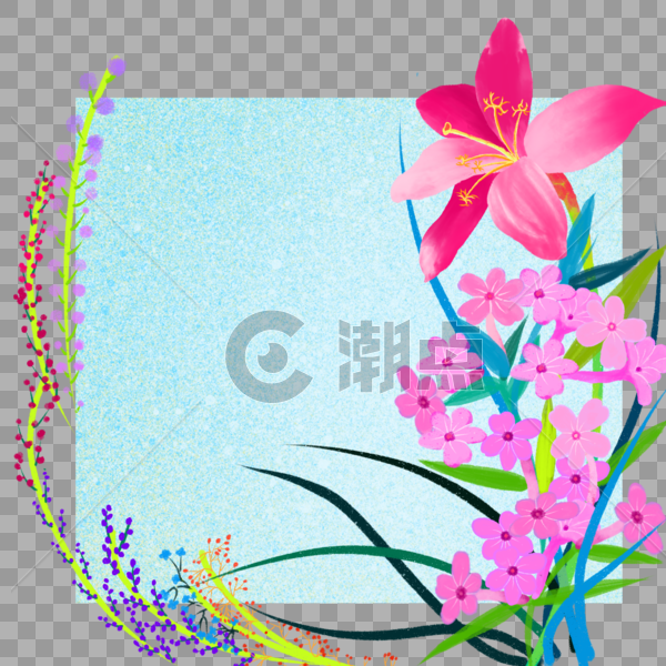 中国风水彩水墨春夏清新鲜花边框图片素材免费下载