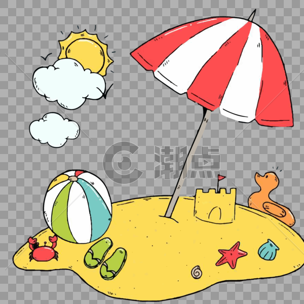夏日海滩云朵太阳素材图片素材免费下载