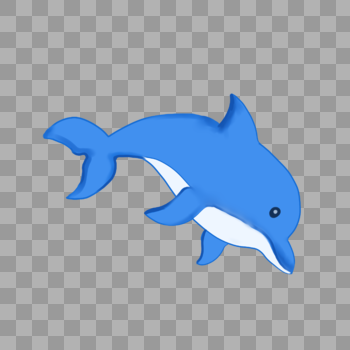 可爱蓝色小海豚图片素材免费下载