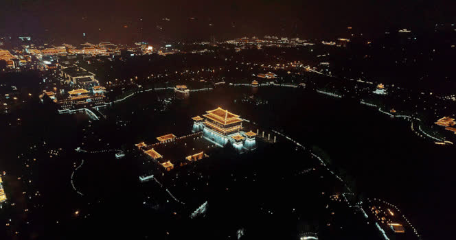 西安曲江夜景GIF图片素材免费下载