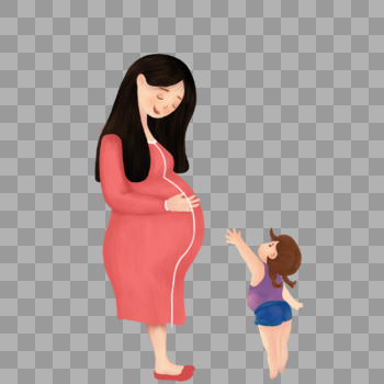母亲节怀孕的母亲和孩子图片素材免费下载