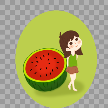 夏天吃西瓜的女孩图片素材免费下载