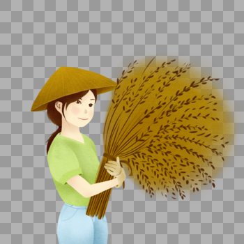 抱着水稻的女孩图片素材免费下载