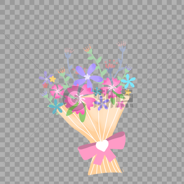 情人节520母亲节花束礼物花朵手绘装饰图案图片素材免费下载