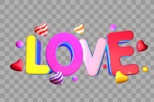 LOVE艺术英文3D立体字体图片素材免费下载