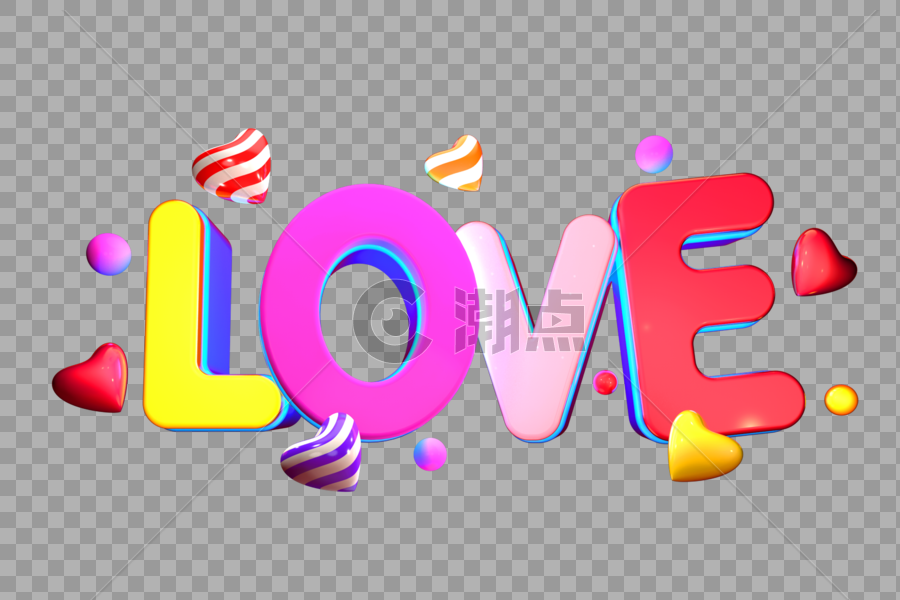 LOVE艺术英文3D立体字体图片素材免费下载