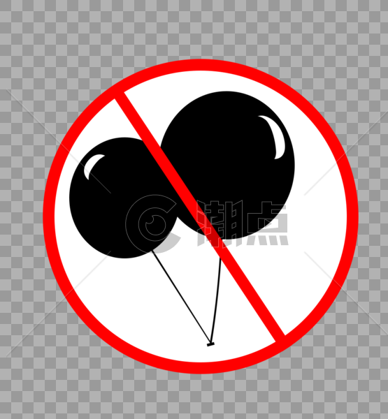 卡通手绘禁止气球圆形图标图片素材免费下载