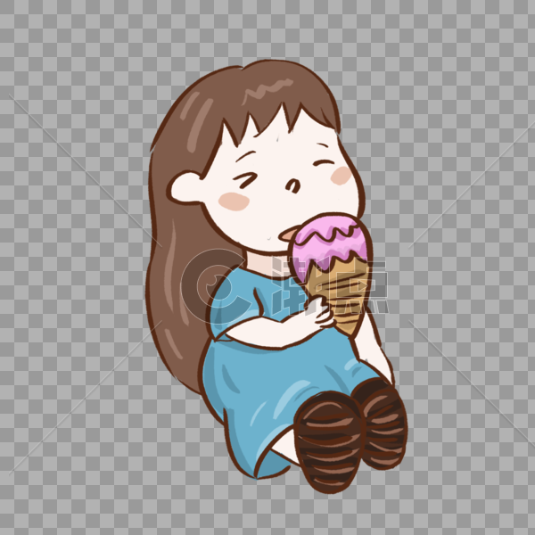 夏天小女孩在吃冰淇淋图片素材免费下载