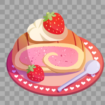 草莓瑞士卷海绵蛋糕图片素材免费下载