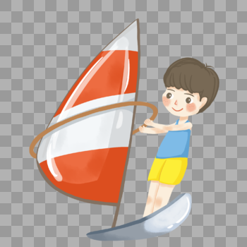 夏日男孩驾着帆船冲浪图片素材免费下载