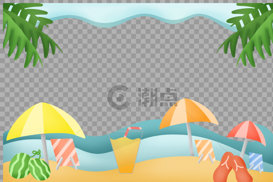 夏日沙滩边框图片素材免费下载