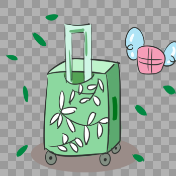 清新绿色行李箱图片素材免费下载