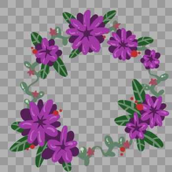 紫色花朵母亲节花环图片素材免费下载