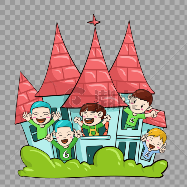 创意手绘六一儿童节游乐场城堡图片素材免费下载