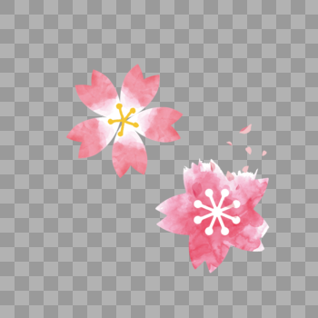 水彩樱花元素图片素材免费下载