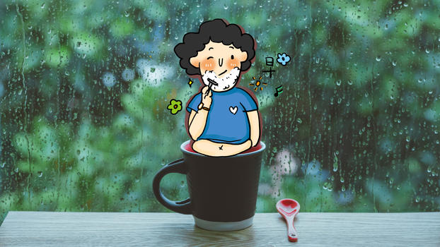 雨天水珠玻璃咖啡杯图片素材免费下载