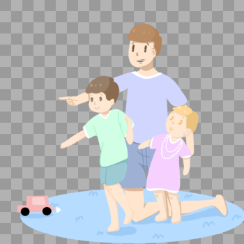 孩子和父亲海边玩耍图片素材免费下载