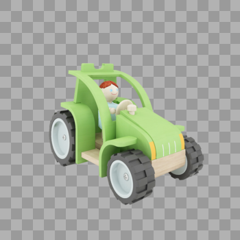 绿色小人玩具车图片素材免费下载