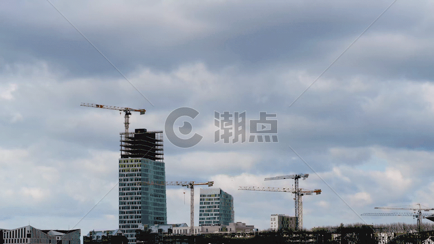 城市高楼建工地设延时拍摄GIF图片素材免费下载