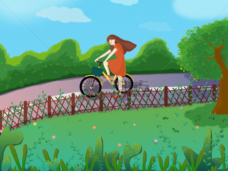 骑自行车健身的女孩图片素材免费下载