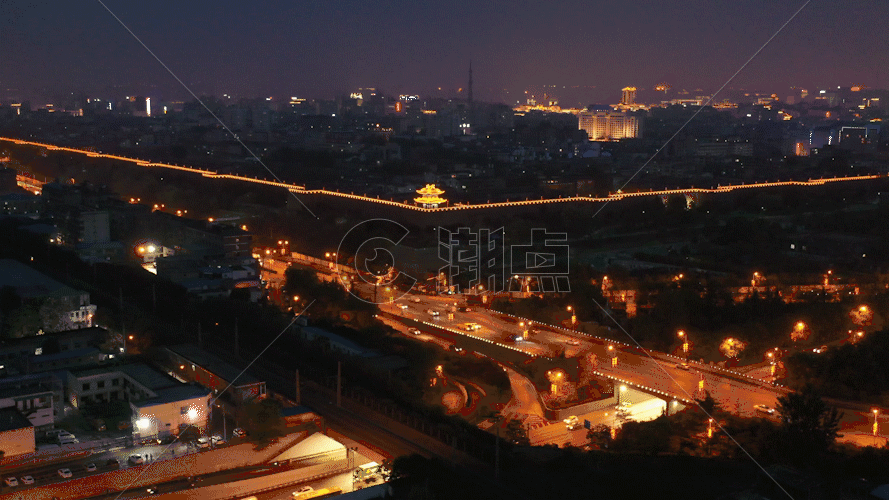 西安古城夜景GIF图片素材免费下载