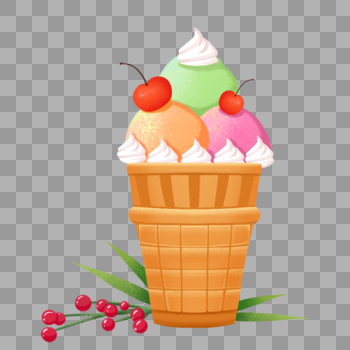 彩色三色球夏季清凉冰激凌夏日解暑神器雪糕图片素材免费下载