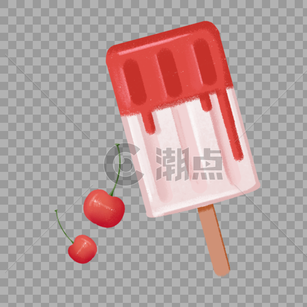 樱桃红色夏季清凉冰激凌夏日解暑神器雪糕图片素材免费下载