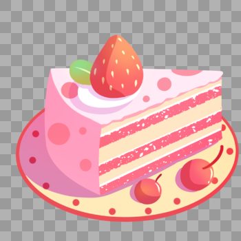草莓樱桃单个蛋糕图片素材免费下载