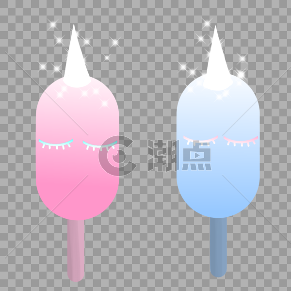 独角兽清新粉色蓝色渐变星星可爱冰淇淋冰棍图片素材免费下载