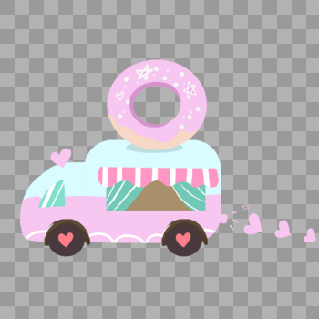 儿童节餐车甜甜圈玩具小汽车爱心手绘装饰图案图片素材免费下载