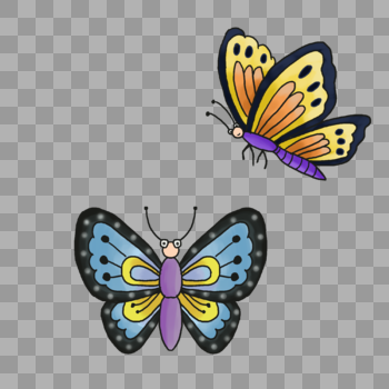 两只飞舞的花蝴蝶图片素材免费下载