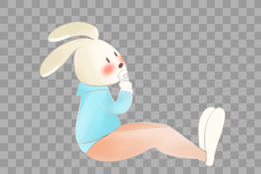坐着吃冰激凌的兔子图片素材免费下载