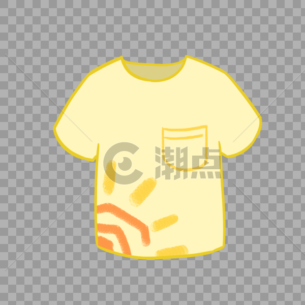 太阳图案黄色t恤图片素材免费下载