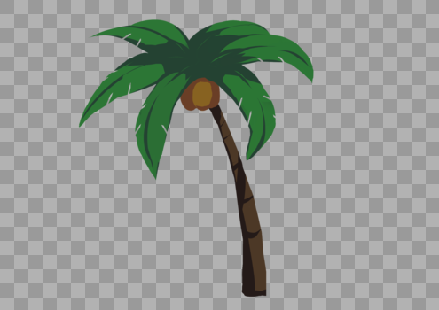 手绘卡通小清新立夏海边一颗小椰子树元素免扣图片素材免费下载