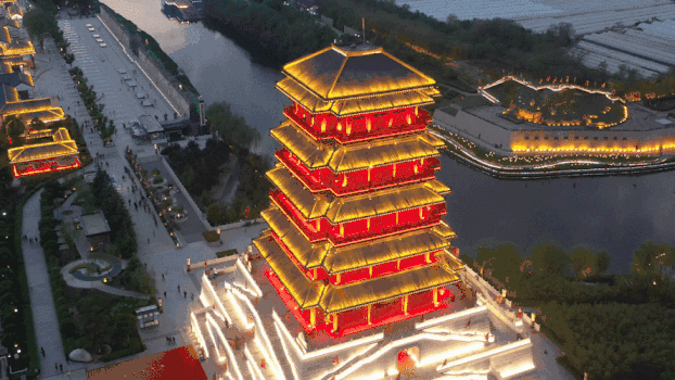 西安汉城湖夜景GIF图片素材免费下载