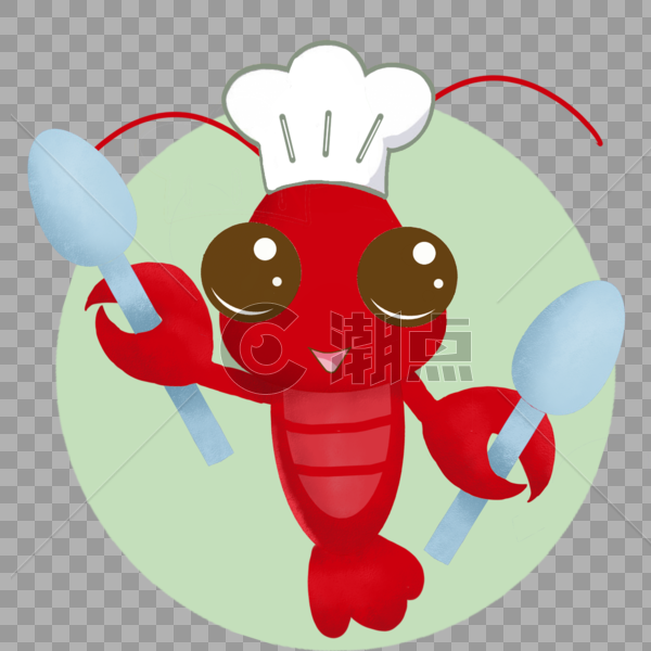 手绘可爱小龙虾厨师创意图标图片素材免费下载