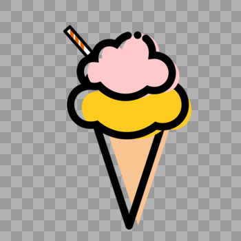小清新卡通可爱MB风彩色冰淇淋蛋筒元素插画图片素材免费下载