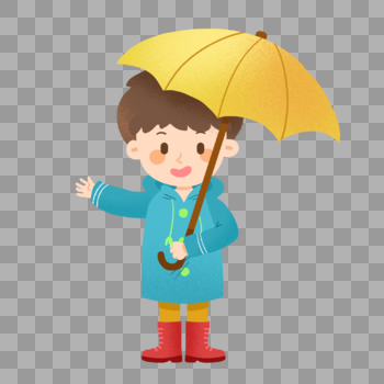 雨天撑着伞穿着雨衣的男孩图片素材免费下载