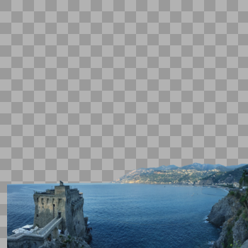 意大利地中海边古堡全景图图片素材免费下载