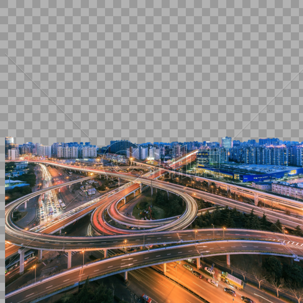 上海繁华都市繁忙的交通高架桥景观图片素材免费下载