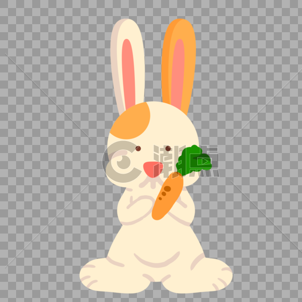 卡通手绘可爱兔子吃胡萝卜图片素材免费下载