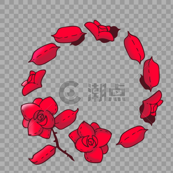简约美观浪漫玫瑰花红色边框图片素材免费下载