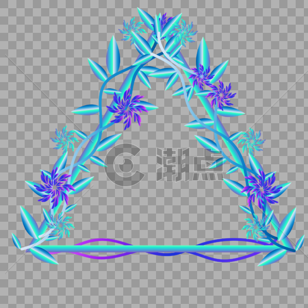 原创冬季几何三角形植物元素边框图片素材免费下载