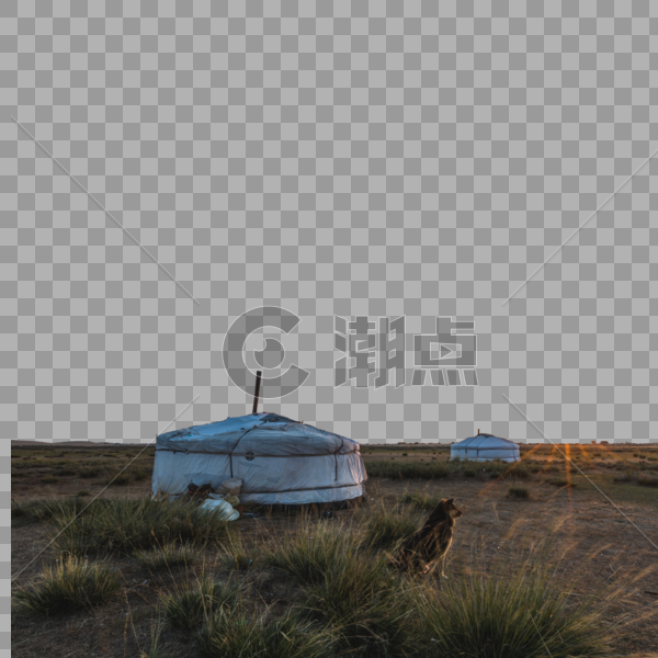 日出下的蒙古大草原与蒙古包图片素材免费下载