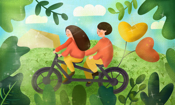 情人节骑着单车的情侣图片素材免费下载
